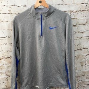 grey and blue nike therma fit quarter zip